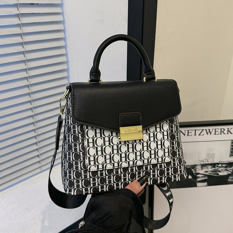 Bolso de hombro transfronterizo para mujer nuevo bolso de moda de gran capacidad con sentido premium retro clásico con letras impresas