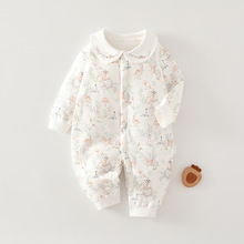 婴儿夹棉连体衣无骨纯棉女宝宝保暖棉衣爬爬服哈衣安阳童装代发