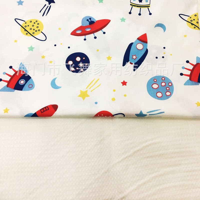 小火箭卡通全棉斜纹印花卡通布料卡通纯棉DIY手工布料纯棉小卡通