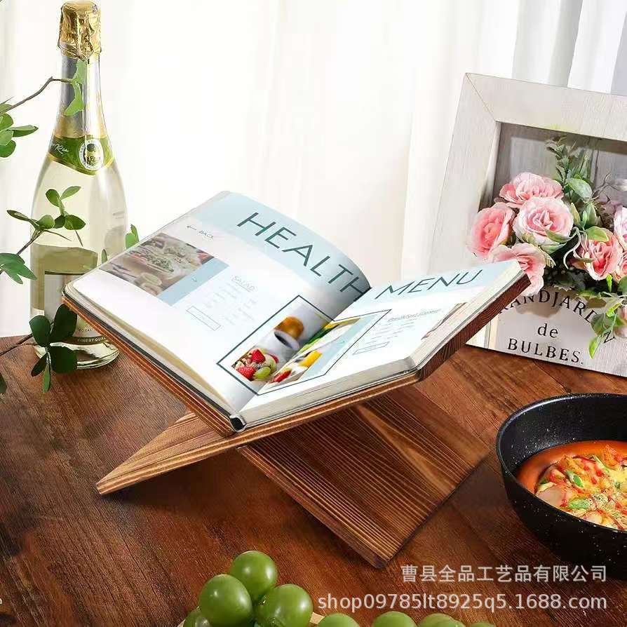 Estante de cocina de madera Estante de lectura de recetas de encimera de cocina en forma de X simple Estante de biblioteca de observación multiusos Estante de base