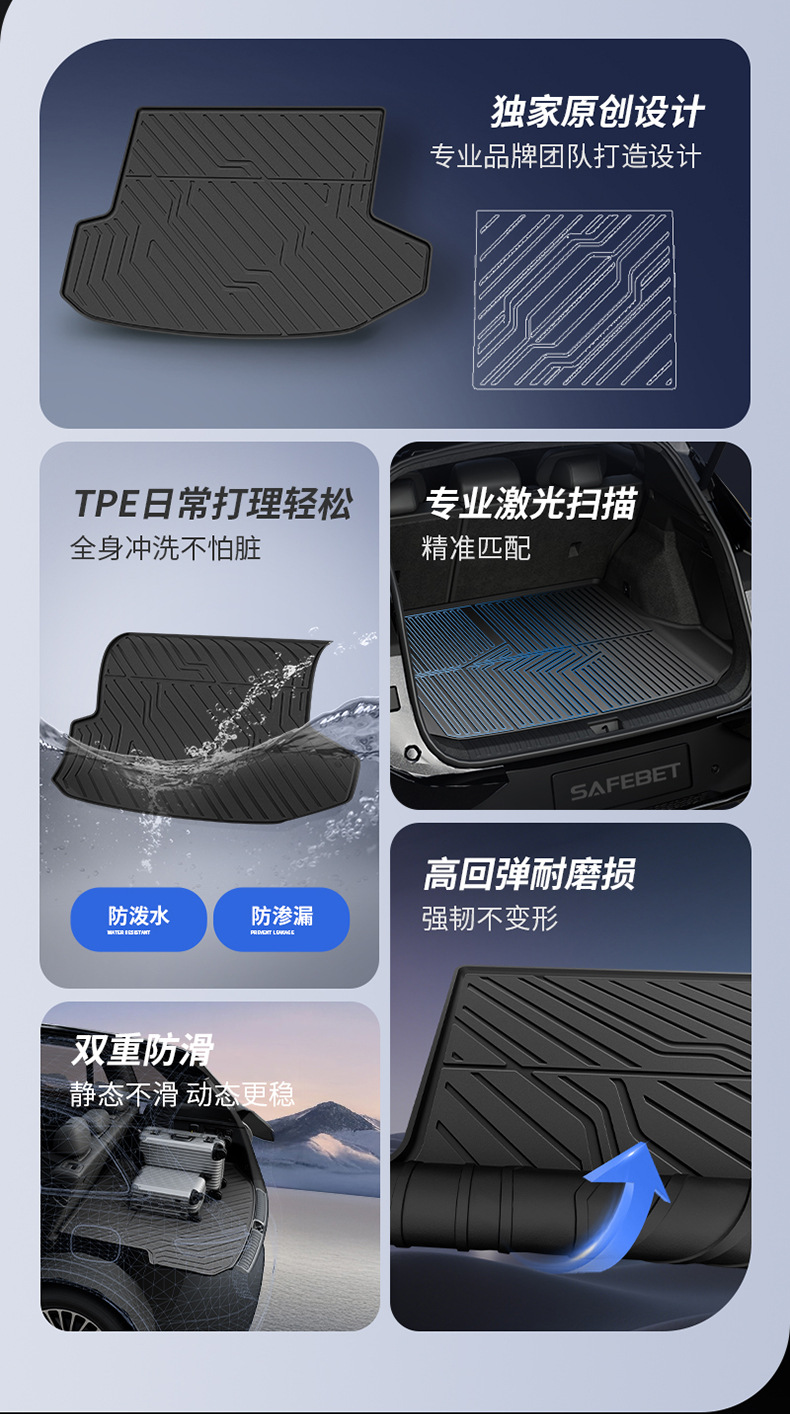 Suitable for Aito M5 M6 M7 M8 M9 All-Weather Tpe Car Trunk Mat and Car Accessories