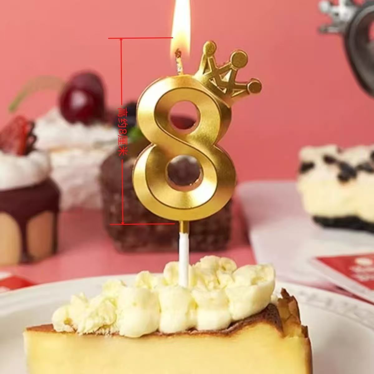 皇冠数字蜡烛生日蛋糕装饰插件金色数字蜡烛生日派对烘焙数字蜡烛