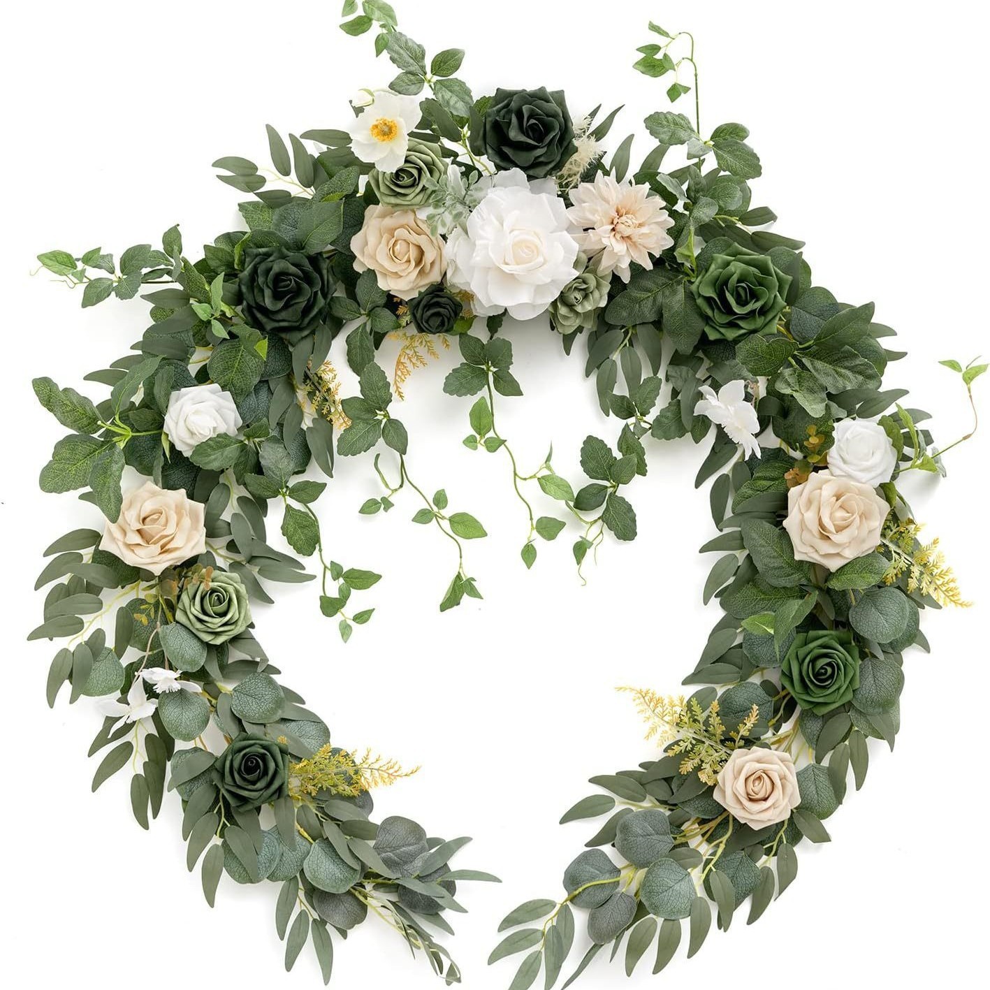 Mesa de simulación de boda decoración de flores mesa de banquete de cumpleaños diseño de flor de ratán largo centro comercial ventana vid Flor de arrastre