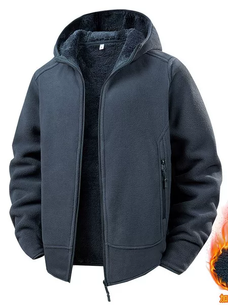 Factory Direct Sales Popular Hooded Polar Fleece Jacket Men's Thickened Autumn and Winter New Zipper Cardigan Fleece Fashion Top