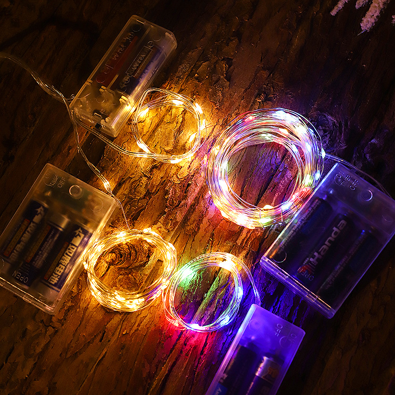 Batería lámpara de cobre Navidad atmósfera interior lámpara de caja de baterías lámpara romántica decoración de vacaciones lámpara de colores