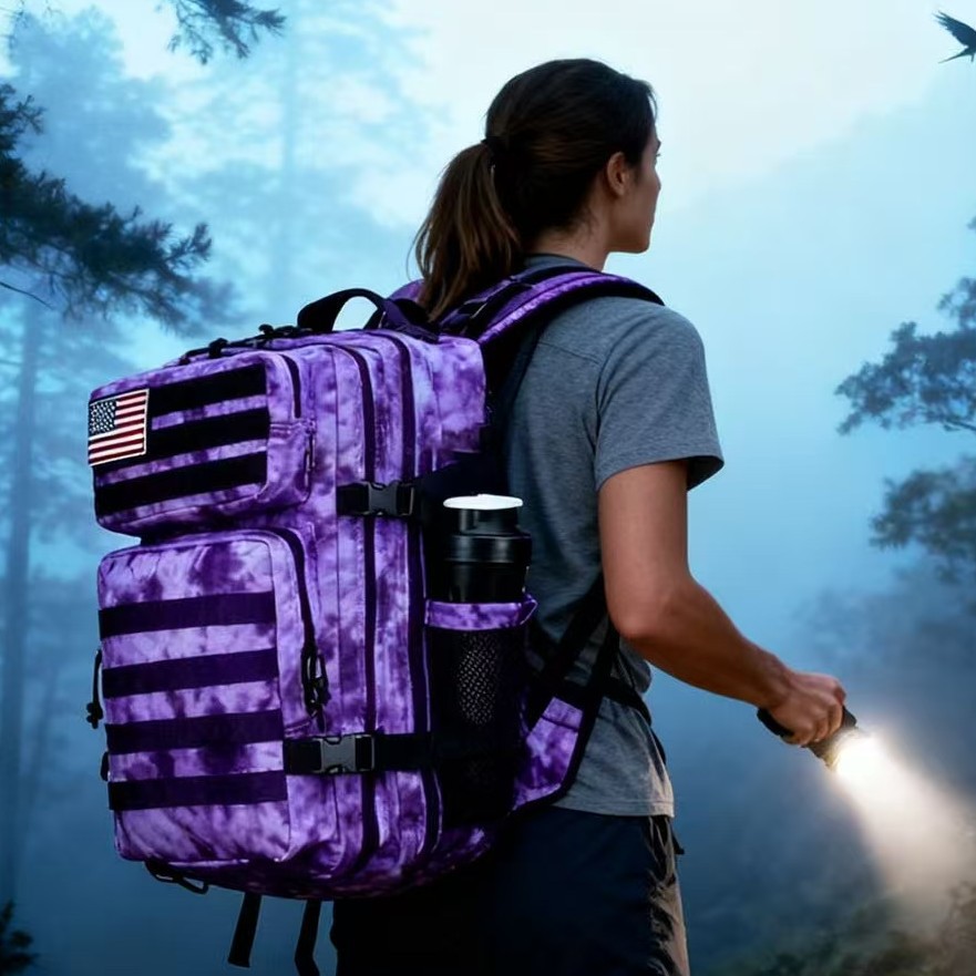 Cross-Border 45L Camouflage Bag Large Capacity Sports Backpack Outdoor Velcro Wear-Resistant Waterproof Hiking Tactical Backpack