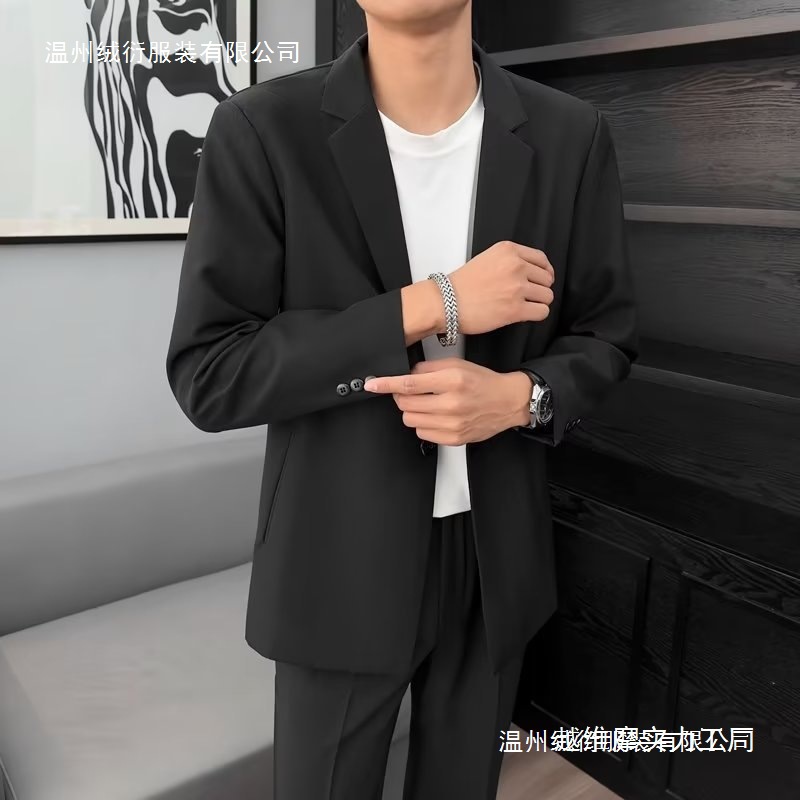 2024韩版潮流男士上衣帅气宽松港风西装外套男春秋百搭休闲西批发