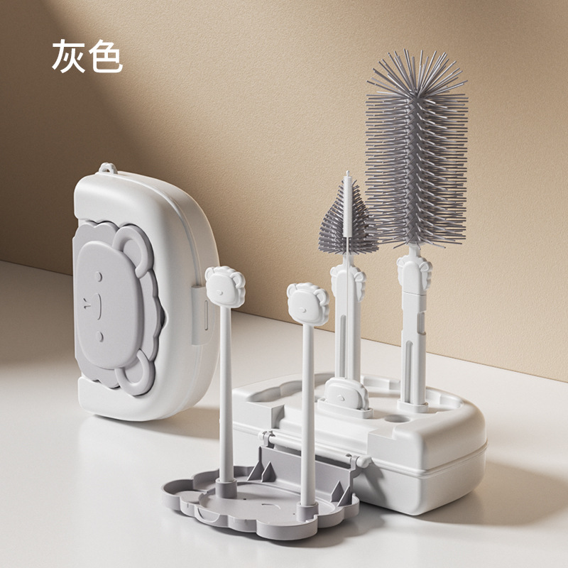 Cepillo de botella cepillo de limpieza bebé recién nacido cepillo de pezón traje de cepillo de paja botella giratoria cepillo de limpieza enjuague