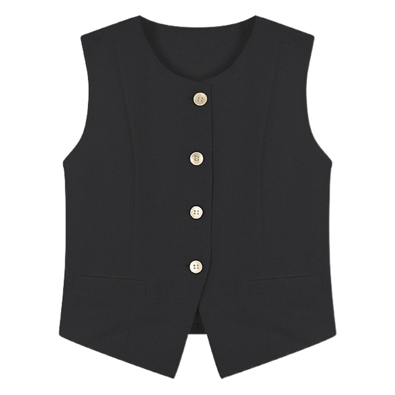 [Berkeley Gold] Chaleco de traje negro con cuello en V verano de las mujeres nuevo chaleco sin mangas superior X6755 image 1