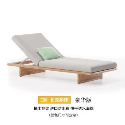 Cama reclinada terraza al aire libre villa piscina silla de playa silla de madera maciza muebles nórdico plegable silla de descanso al aire libre