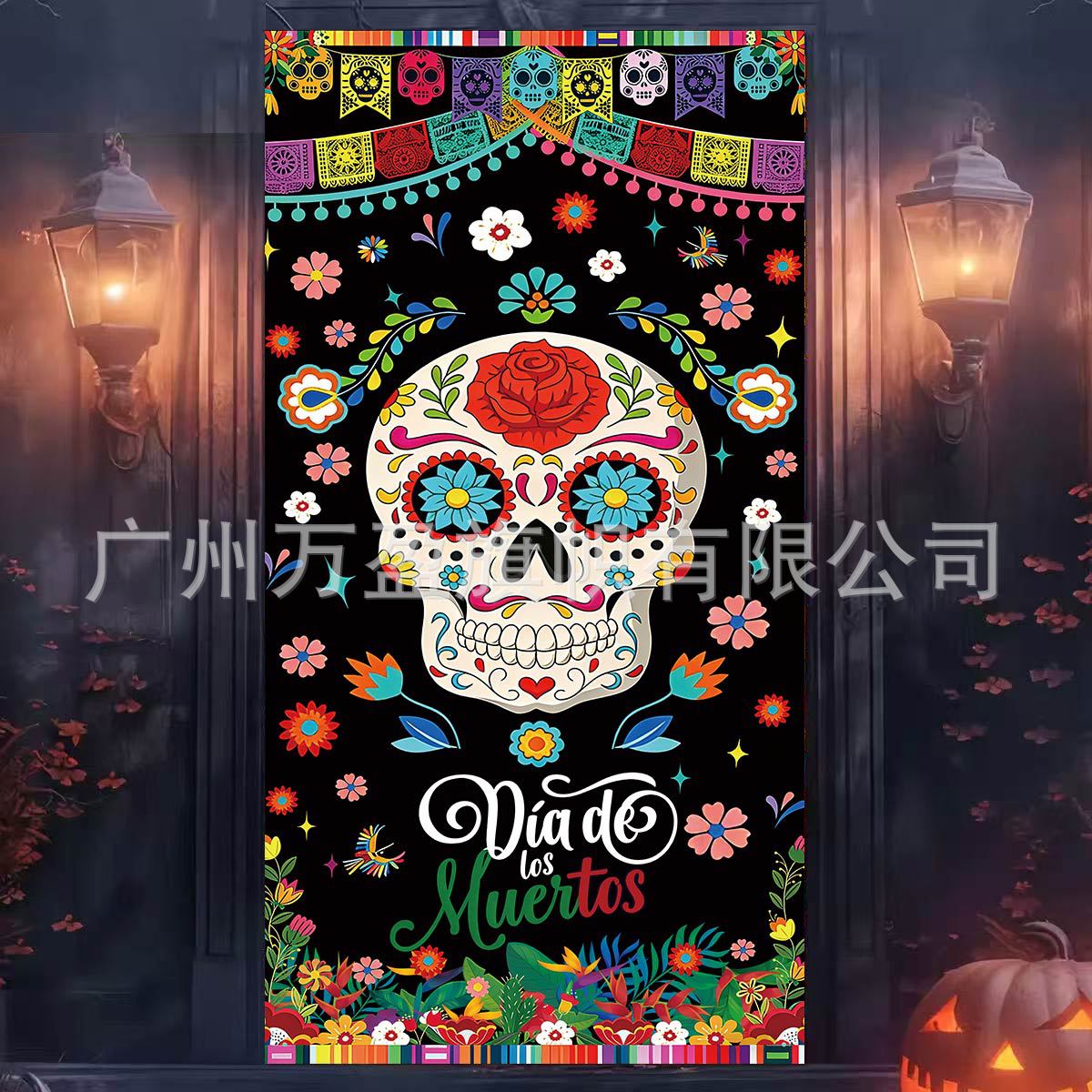 Pancarta Decorativa para Puerta de Poliéster para Día de los Muertos y Fiestas