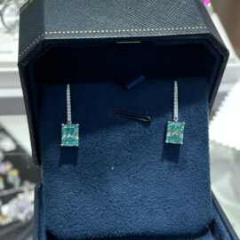 跨境热卖荷鲁斯之眼蓝绿莫桑耳环6*8mm雷迪恩S925银镀18k金时尚耳