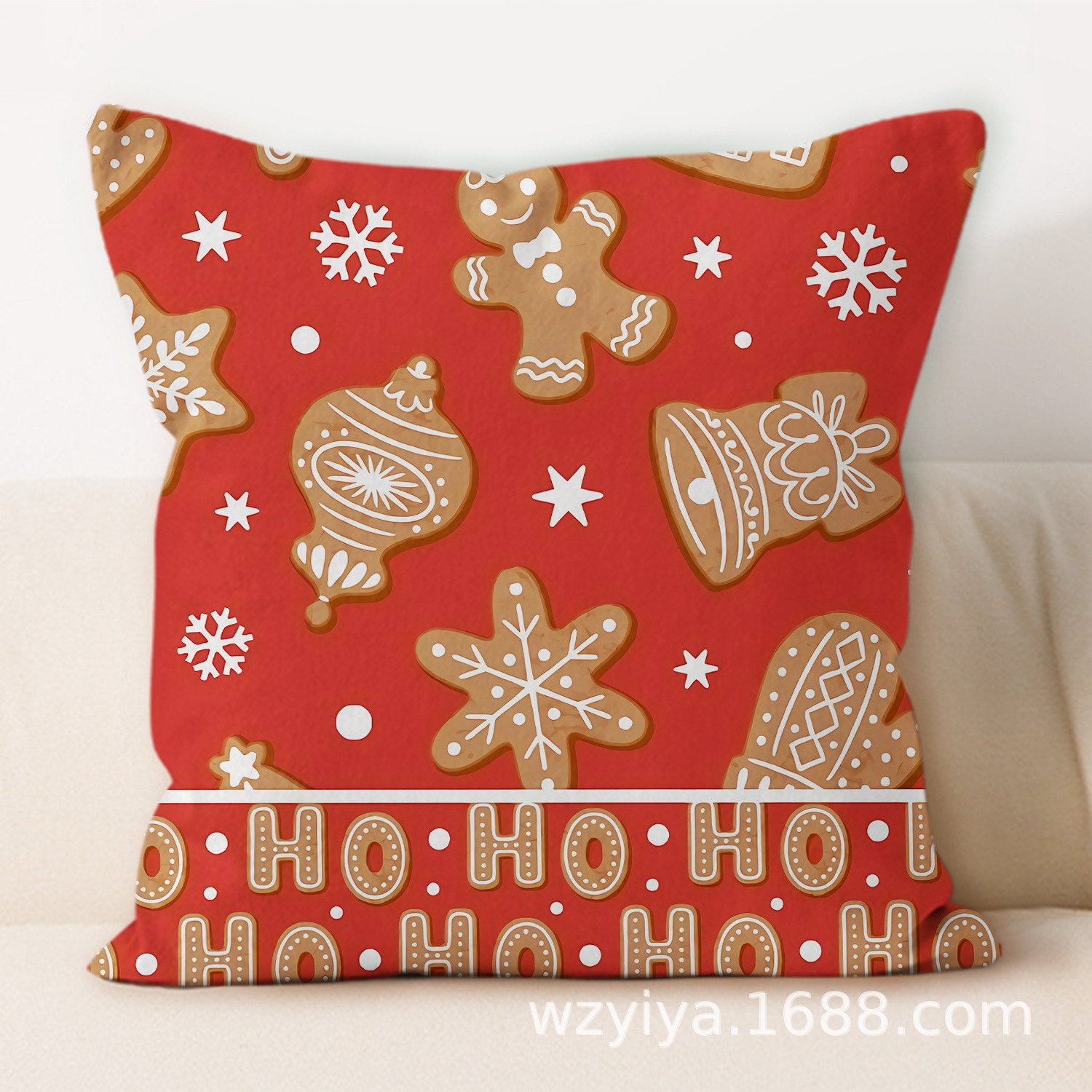 Cartoon Navidad impresa almohada cuadrada sala de estar sofá dormitorio cabezal de cama almohada funda sin núcleo cojín