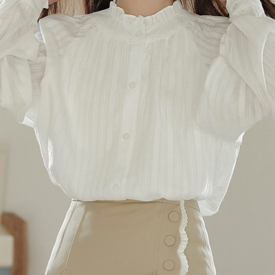 边白衬衫女设计感小众2025春秋新款长袖叠穿衬衣宽松甜美上衣|undefined
