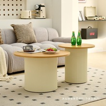 原木风波浪茶几组合客厅酒店客房茶桌圆形小户型民宿公寓边几组合