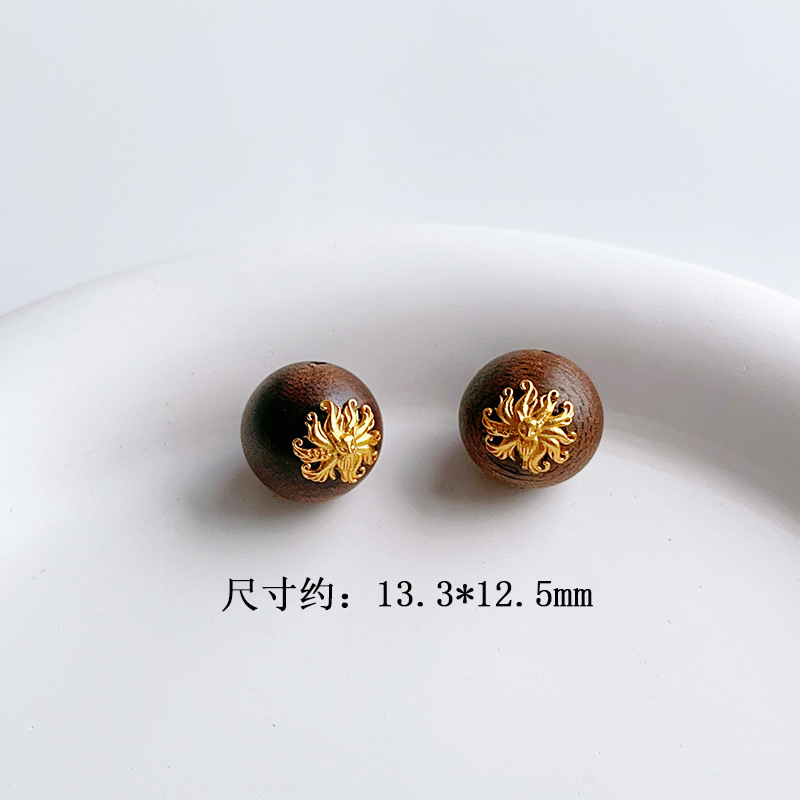 Natural agarwood play accessories s925 silver gold-plated five by zhakiram bracelet accessories diy beads half