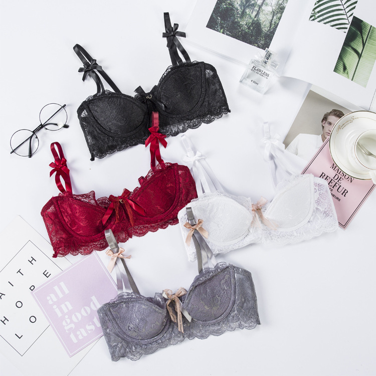 French Lace Intimates, Sexy Thin Style with Underwire Push-Up Translucent Side Breast Adjustment Bra