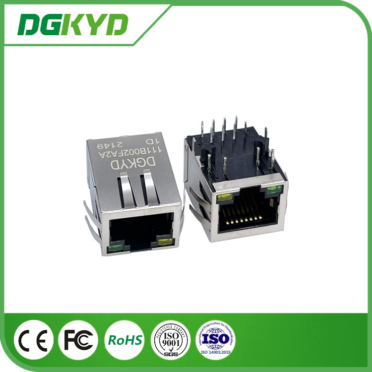 RJ45 connector 8P8C 1 Port through hole connector 100 megabit Ethernet filter with shielded shrapnel RJ45 connector 8P8C 1 Port through hole connector 100 megabit Ethernet filter with shielded shrapnel