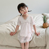 A summer girl Pajamas skirt children modal princess Short sleeved Lace Nightdress Western style Wind court Coveralls Home Furnishings