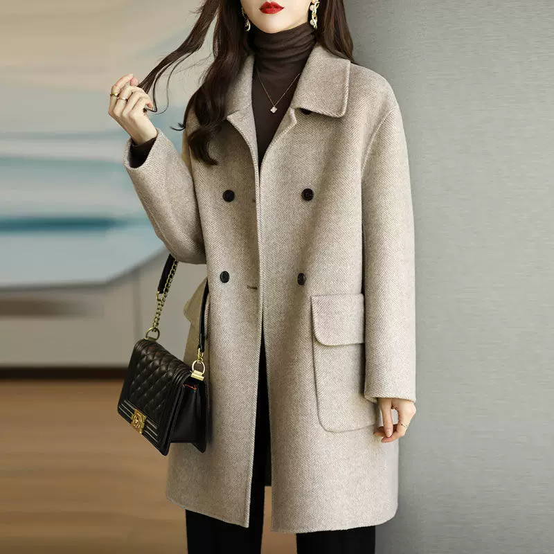 Woolen coat women, demi‑season fitted jacket, Korean style, increased thickness