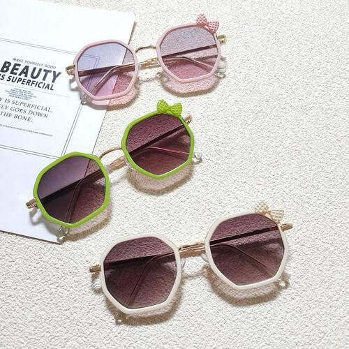 Baby Girl Fashion Korean Style Square Frame Sunglasses with Personality Bowknot Gradient Lenses Outing and Photo Sunglasses