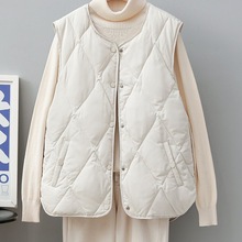 2025秋冬季新款轻薄棉服女马甲圆领内穿无领轻便背心薄款马夹外套
