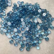 天然海蓝宝圆形6mm戒面 深色平底素面裸石 水滴三角蛋形戒面批发