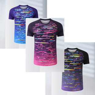 2025 New Table Tennis Clothing Hu~Men's and Women's Short-Sleeved Sports Quick-Drying Round Neck Kidsren's Casual Running Fitness T-Shirt