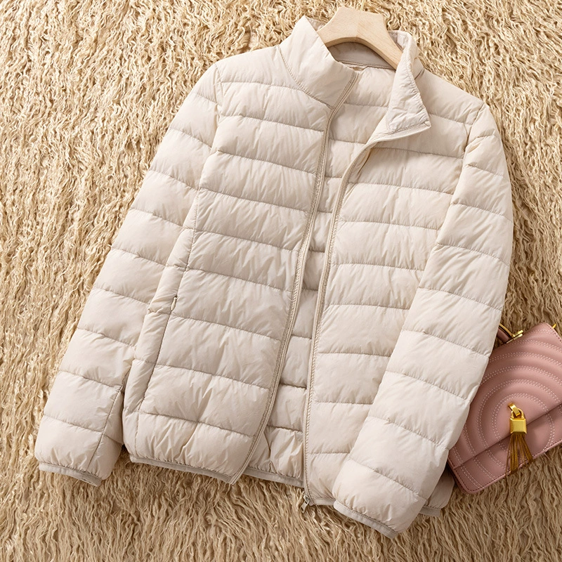 Юцзя одежда Тонкий пуховик женский 2024 осень и зима новый 90 белый утиный бархатный воротник короткий