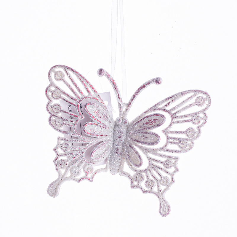 INS plástico personalizado oro rosa inglés celebración lema Navidad escena Pavo Real colgante mariposa libélula regalo al por mayor