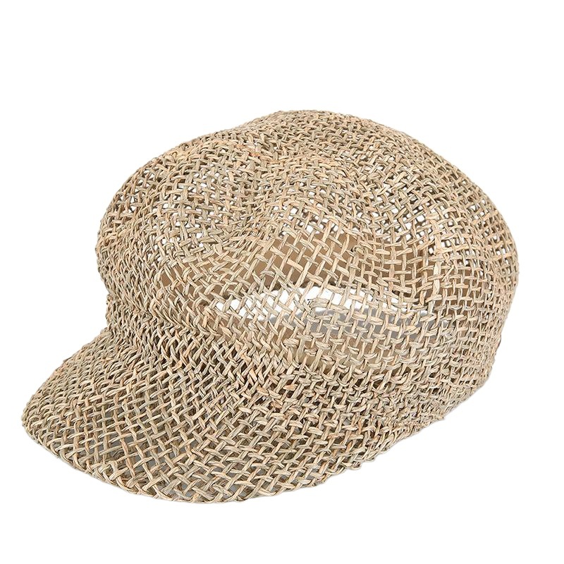 Sombrero de paja verano hueco sol sombrero moda hecho a mano hierba al aire libre que forma el sombrero octogonal sombrero al por mayor