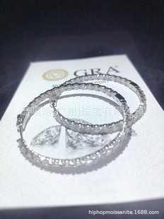 Cross-border European and American fashion temperament S925 silver moissanite earrings full circle diamond classic fashion women's earrings ear buckle