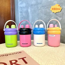 新款双饮保温杯高颜值多巴胺少女水杯办公便携316不锈钢吸管杯子