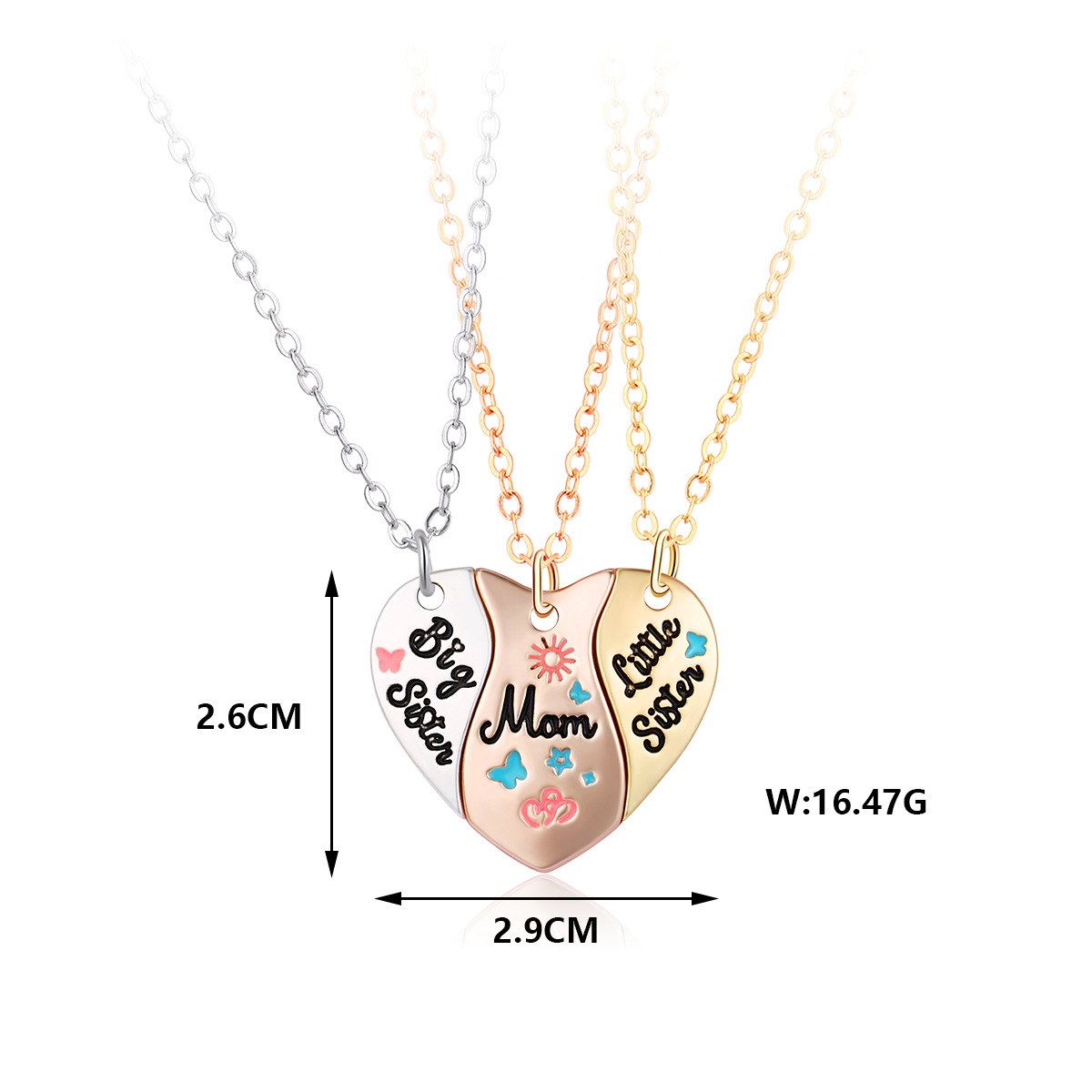 Simple Style Heart Shape Alloy Enamel Plating Mother's Day Mother&daughter Pendant Necklace display picture 17