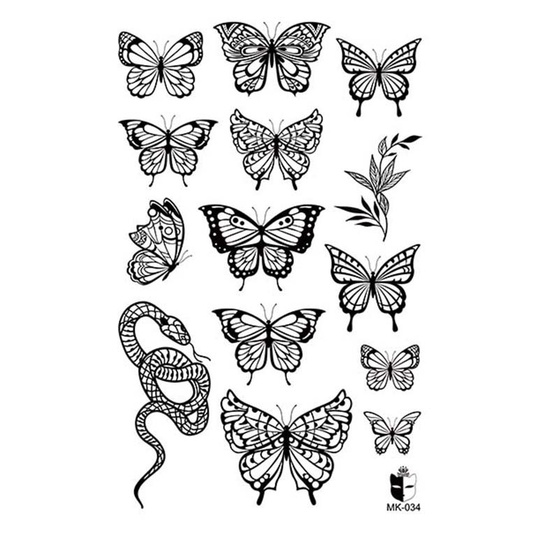 Animal blanco y negro desechable pegatinas de tatuaje belleza pegatinas de tatuaje moda estética patrón de personalidad dama pegatinas de tatuaje