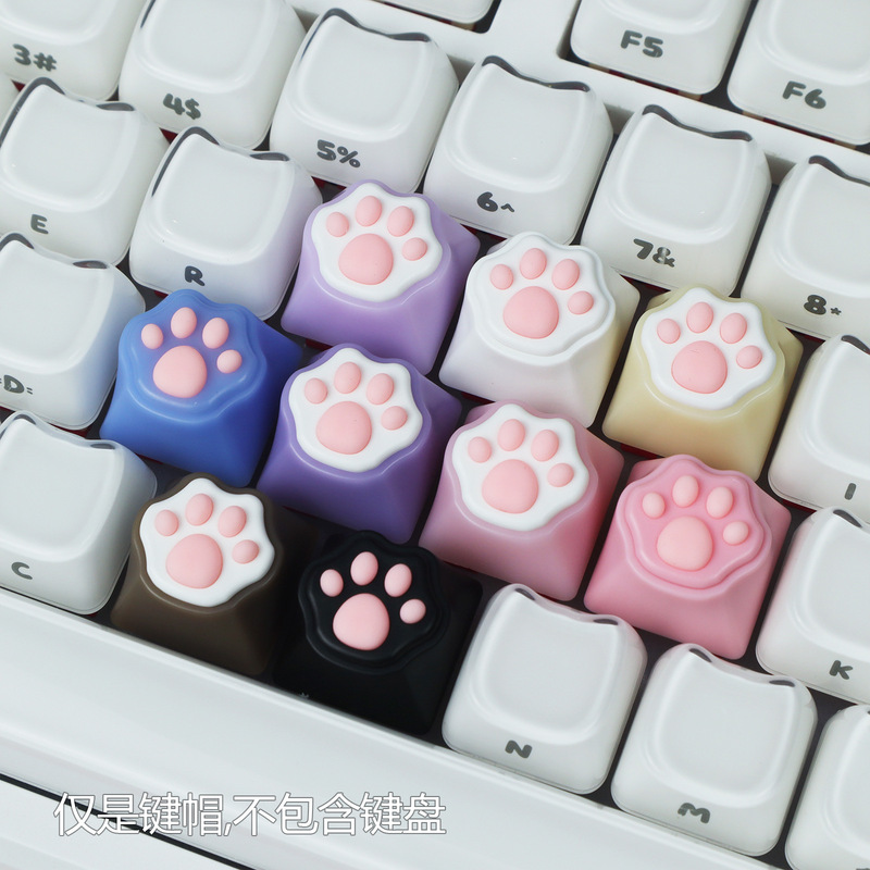 Mechanical Keyboard Colorful Girly Pink Cute 3D Soft Silicone Cat Paw Keycap Esc Personalized Gift Keyboard Cap