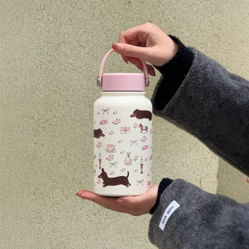 クリーム風イラスト魔法瓶カップ新しいかわいいステンレス鋼ウォーターカップ女の子のための高価値大容量ポータブルケトル|undefined