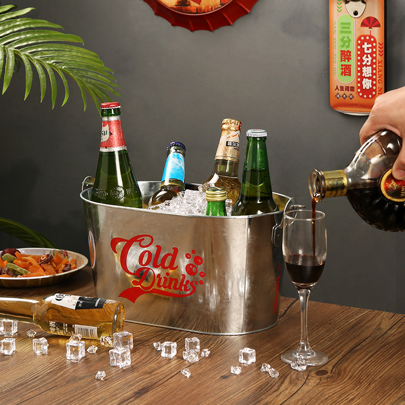 Creative elliptical iron wine bucket beer bucket bar chilled champagne household commercial high-end outdoor ice bucket