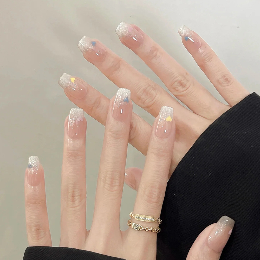 Dulce y amor, temperamento, uñas de uñas blancas, parche de uñas envolventes de energía de hadas, uñas cortas de venta caliente terminadas image 1