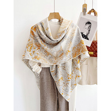 2025秋冬季新款135cm双面保暖御寒披肩真丝羊毛围巾气质丝毛围巾