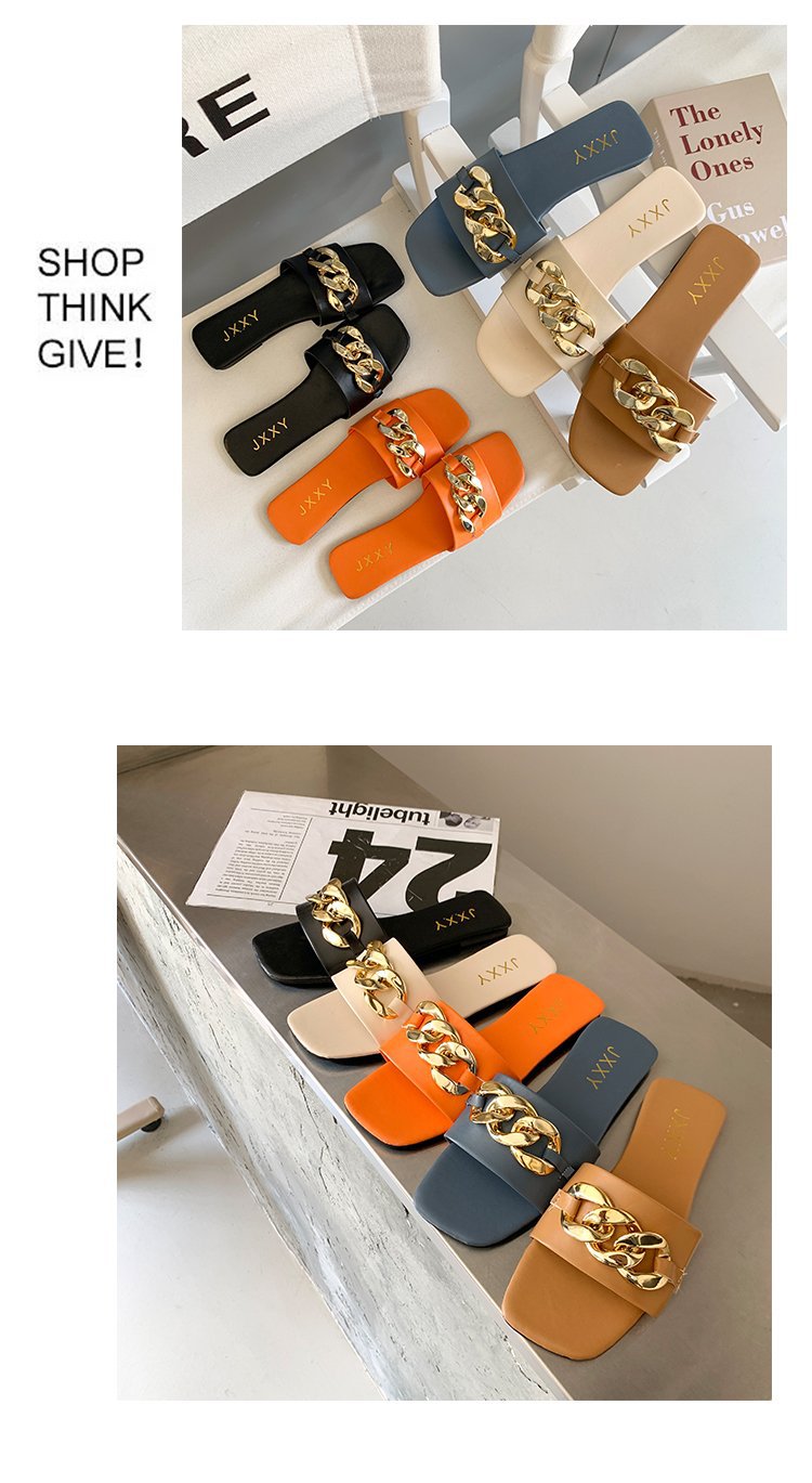 2023 Summer New Women's Slippers Square Toe Flip-flops Flat Bottom Soft bottom large size 42 foreign trade foreign wear women's slippers_voghion.com