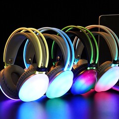 クロスボーダー発光音楽ヘッドセット Bluetooth FM ステレオ 3DRGB