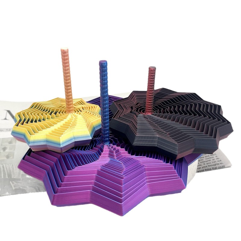 3D打印视错觉折叠儿童益智玩具多边形萝卜塔解压螺旋立体设计玩具|undefined