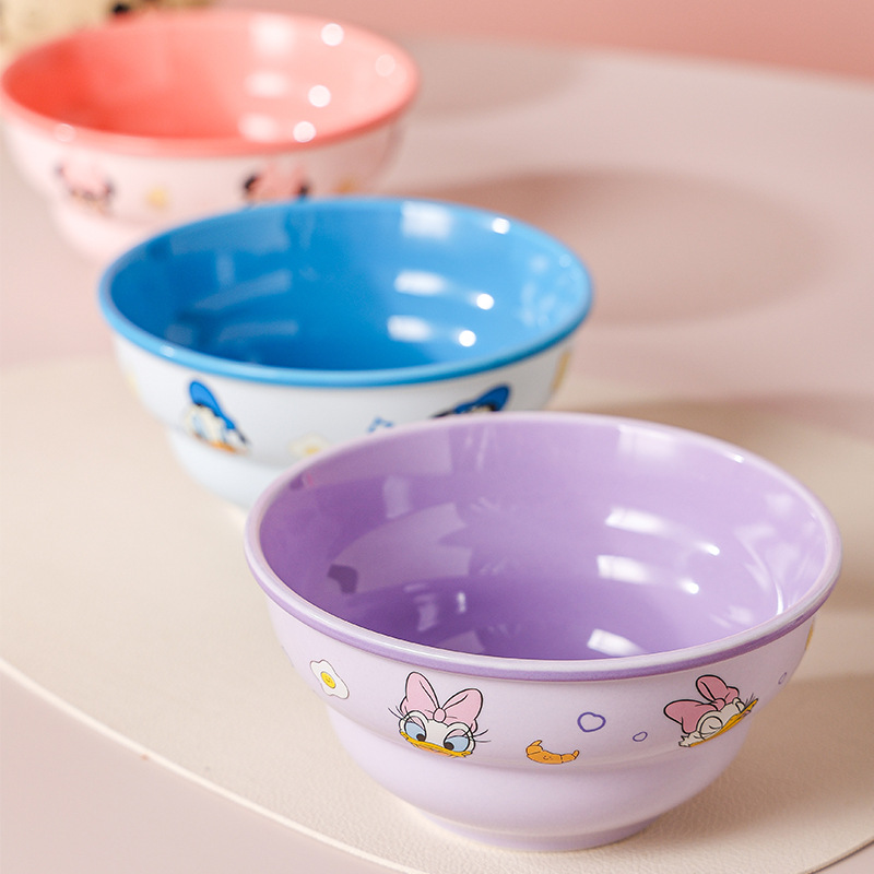 Bowl de cerámica de dibujos animados de Disney encantador tazón infantil de gran capacidad Scarlett de alto valor facial para niñas tazón de fideos de arroz doméstico