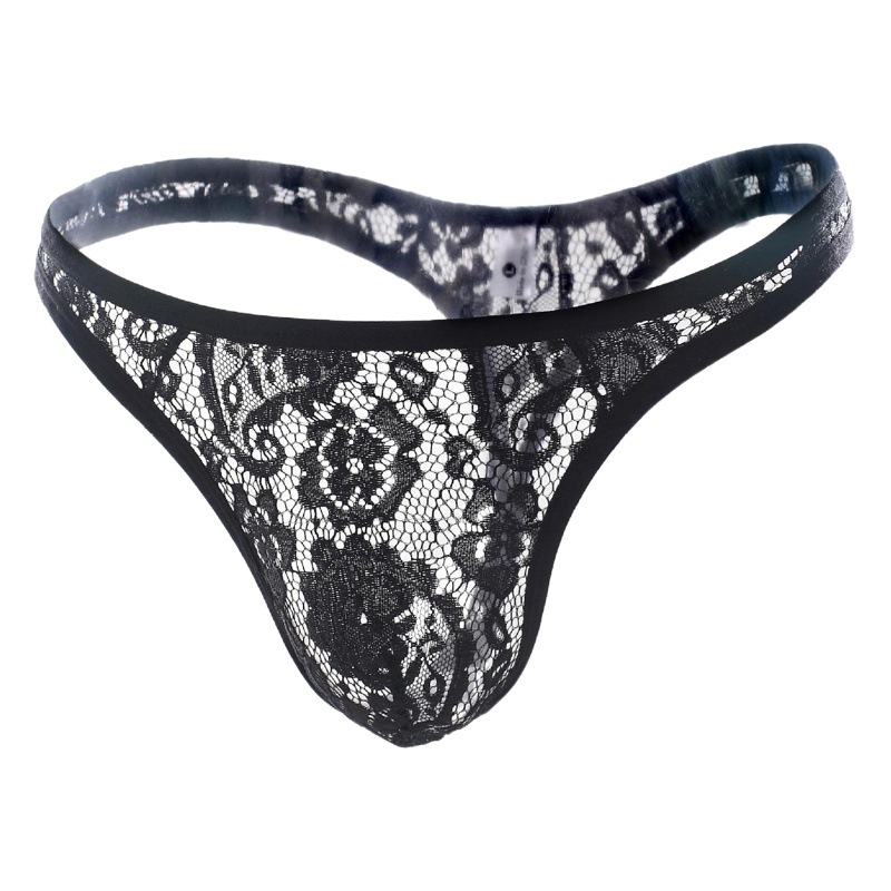 Transfronteriza europea y americana de los hombres de encaje Tanga sexy ropa interior transfronteriza de comercio exterior sexy ropa interior transparente de los hombres T Pantalones