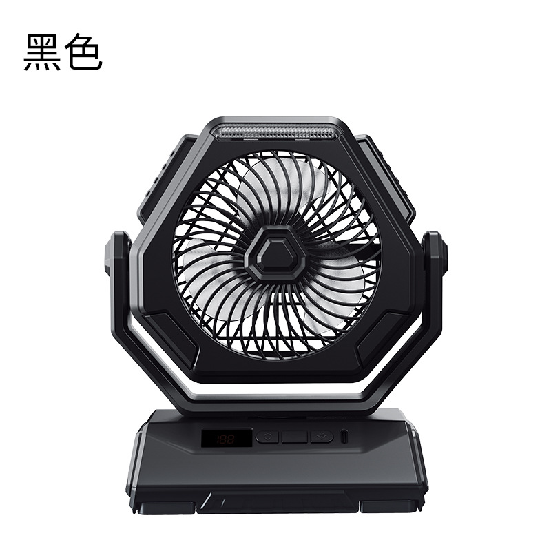 Ventilador de camping de gran capacidad con pantalla digital de iluminación de 6 pulgadas, modelo nuevo 2025 transfronterizo, de 100 velocidades y alta velocidad para exteriores.