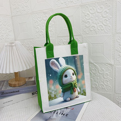 印花兒童毛氈包新款小兔子伴手禮手提袋卡通毛氈手提包寶寶手拎包