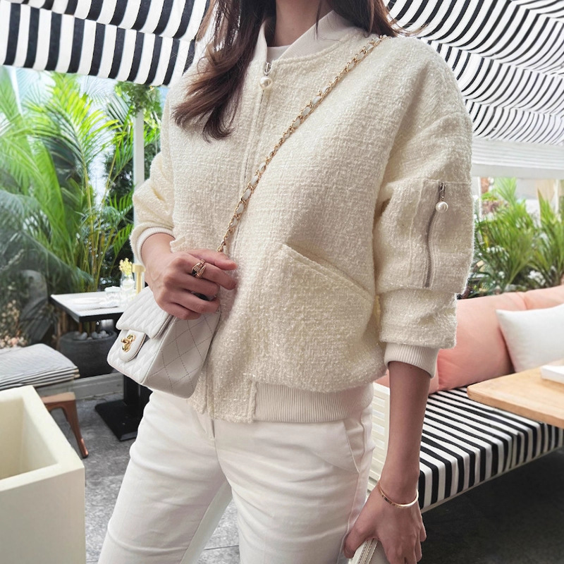 Korean Chic Autumn and Winter New Niche Style Casual Versatile Chanel-Style Jacket Tweed Coat Top