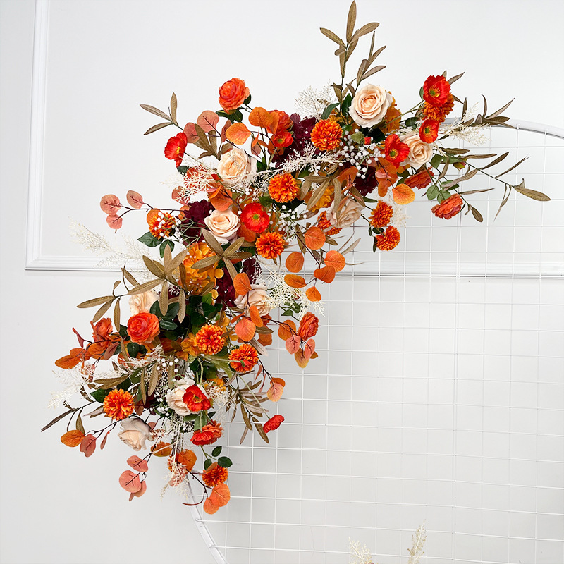 El comercio exterior de la boda flor artificial piso de la boda flor de seda apoyos de la flor de eucalipto flor artificial fila accesorios de la boda floral