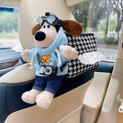 Hanging Type, Cute Dog-Themed, Car tissue box/set - bear-blue-sweatshirt-without-shoes-black-camera-black-tissue-box
